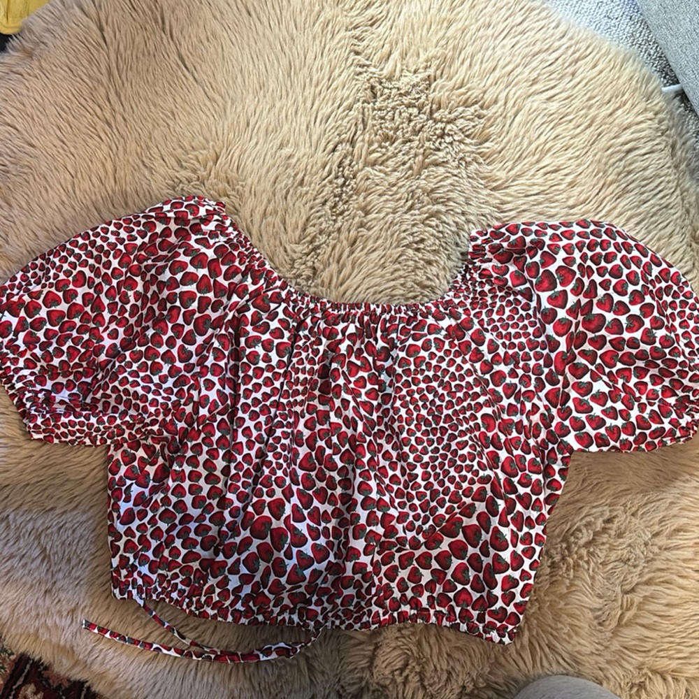 J. Crew Strawberry Print Crop Top